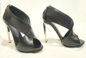 Neu Giuseppe Zanotti schwarz Leder Frida Chrom High Heels Größe 37,5. / US 7.5 - Bild 1 von 10