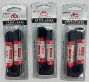 Lote de 6 Cordones para Zapatos de Vestir Kiwi 36" Marrón Trenzado, 3 Paquetes X 2 Pares ENVÍO RÁPIDO - Imagen 1 de 5