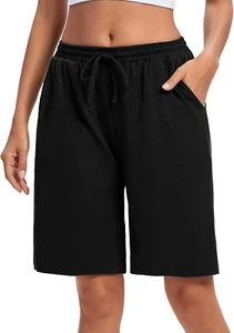 Womens Bermuda Shorts Lounge Athletic Shorts Loose Running Shorts Casual Long Yo - Picture 1 of 12