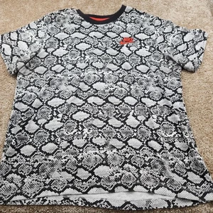 The Nike Tee Snake Skin Print Cotton T-Shirt Black White Mens XL All Over - Picture 1 of 5