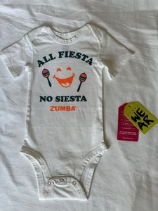 All Fiesta No Siesta Zumba Baby Outfit 6-9 Monate weiß Party Tanz NEU - Bild 1 von 5