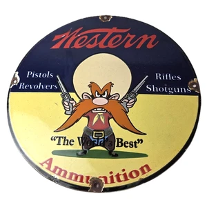 Letrero de munición occidental vintage de armas de fuego - cartel de bomba de gasolinera de porcelana para tienda de armas - Imagen 1 de 14