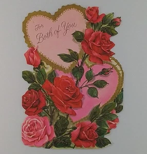 Vintage Embossed & Diecut Valentine's Day Card 'For Both Of You' - Used - Foto 1 di 4