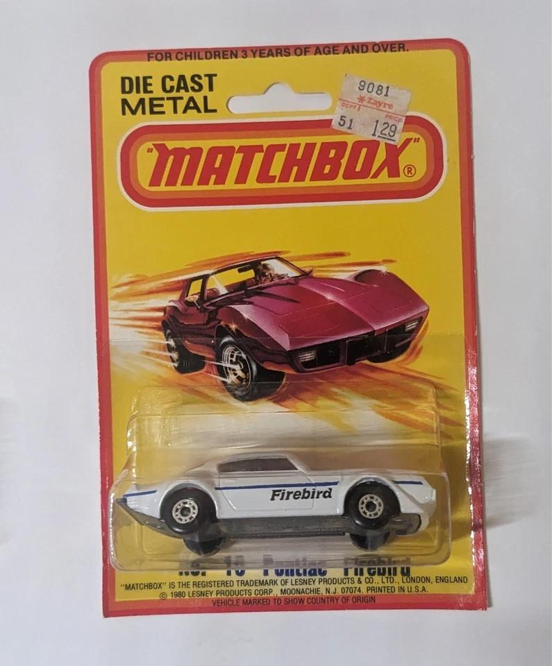 MATCHBOX Nº 16 Pontiac FIrebird LESNEY HECHO EN INGLATERRA CARDADO RARO Blanco Foto 1 de 3