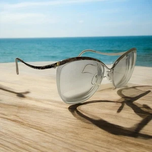Logo Paris 308 Vintage Silver Half Rimmed Cat Eye Eyeglasses Frames, 135 mm - Picture 1 of 15