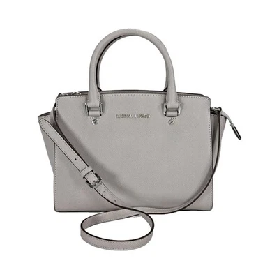 Bolso de Mano Michael Kors Selma Mediano Cuero Saffiano Gris Bandolera Cartera Foto 1 de 4