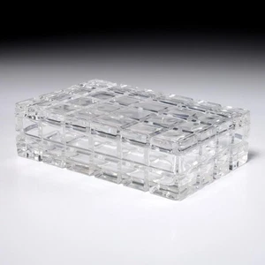 Kristall Krisla rechteckige Kristallglas Würfel Deckel Schmuckschatulle Made in Italy - Bild 1 von 6