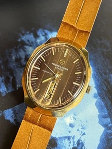 Vintage Favre leuba Duomatic Hi beat 36000 Tigers eye dial automatic gold plated - Picture 1 of 14