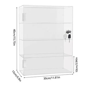 Acrylic Display Case Countertop Clear Box Dustproof Shelves Showcase with Lock - Picture 1 of 20