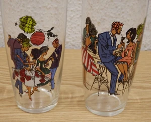 50er 60er Teenager Gläser 2 St. Bar Trinkgläser Rockabilly 50s Vintage Pin Up - Bild 1 von 3