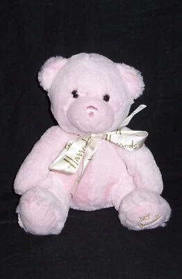 Oso de peluche rosa con lazo bordado de pie de peluche de 10" MY Harrods Foto 1 de 3
