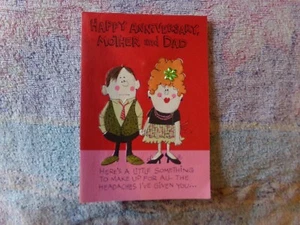 Vintage Anniversary Card American Greetings 25A679-1J Mother & Dad Comic Aspirin - Picture 1 of 4
