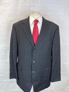 Chaps Men's Black Striped Wool Blazer 46R $395 - Picture 1 of 10