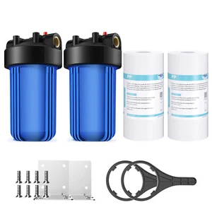 2er Pack 10 Zoll Big Blue Ganzes Haus Wasserfilter Gehäusesystem 10"x4,5" Sediment - Bild 1 von 17