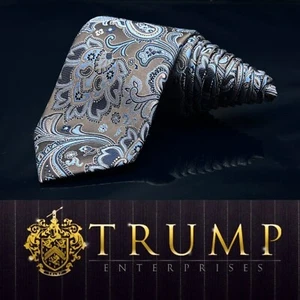 Corbata para hombre Donald J Trump Signature Collection barra dorada marrón y azul cachemira - Imagen 1 de 6