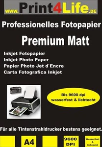 250 Bl. Fotopapier Photopapier A4 180g beidseitig bedruckbar MATT wasserfest - Afbeelding 1 van 1