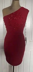 Alex Perry One Shoulder Red Wool Mini w/ Beaded Skull Motif. s.6. RRP$899 - Picture 1 of 8
