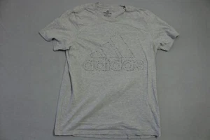 Adidas Shirt Boys Teens Medium Gray Big Front Logo - Picture 1 of 9