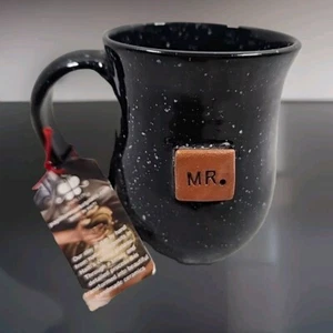 "MR." Papillon Marketplace Mug Handmade Blue Speckle Clay Granite Look NEW - Picture 1 of 12