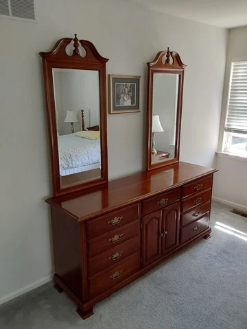 Antique Cherry Dresser with 12 Drawers and Dual Mirrors   (circa early 1970's) Cover