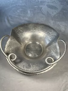 Vintage Cromwell Hand-Wrought Aluminum Basket Fruit/Flower Motif/Candy Dish - Picture 1 of 12