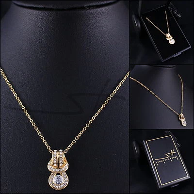 Halskette & Anhänger Schwung, Damen, Gelb-Gold, + Etui, Weihnachtsgeschenk - Bild 1 von 4