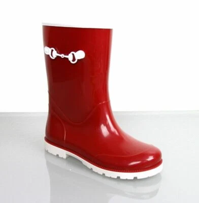 Gucci Niños Niños Rojo Goma Bota de Lluvia con Caballo 285288 6472 Foto 1 de 4