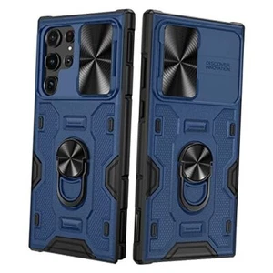 Compatible for Galaxy S22 Ultra Stand Case with Slide Camera Cover, Built Blue - Picture 1 of 7