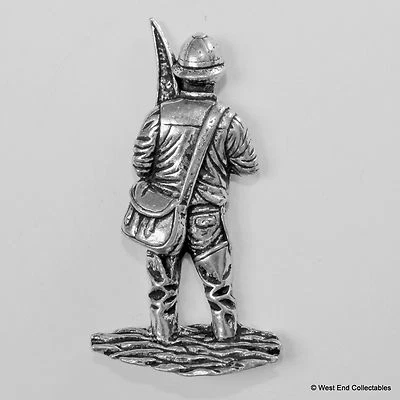 Fly Fisherman Pewter Pin Brooch -British Handcrafted- Trout Fishing Gift Present - Image 1 of 3