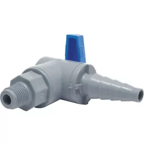 SMC 6573490 PVC Ball Valve Right Angle, 1/4" MNPT x 1/4" Tapered Barb - Picture 1 of 1
