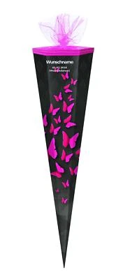 GRAVUR BY LIVEPAC OFFICE Schultüte mit Gravur / Zuckertüte / 85cm / eckig / "Schmetterlinge"