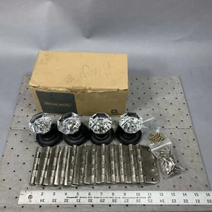 Qty 4 Octagon Crystal Glass Passage Door Knobs Venetian Bronze Finish & 7 Hinges - Picture 1 of 7