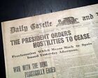 SPANISH-AMERICAN WAR Ends Surrender Cuba & Puerto Rico SPAIN 1898 old Newspaper