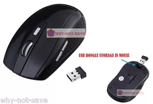 black Wireless Optical mouse Mini usb receiver for Dell Toshiba Apple Laptop PC - Picture 1 of 3
