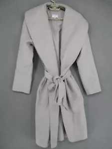 Witchery Coat Womens 8 Beige Wool Blend Belted Tie Hand Stitched Pockets Cream - Picture 1 of 17