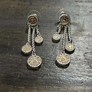 New~JH Jaisalmer Design Inspired Look Drop Earrings~Two Tone~Post Back~ - Picture 1 of 5
