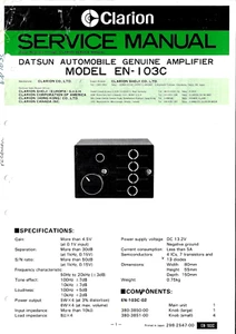 CLARION EN-103C, DATSUN AUTOMOBLE AMPLIFIER, SERVICE MANUAL - Picture 1 of 1