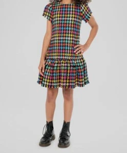 Zoe LTD Kid's Girl's Black Multicolor Houndstooth Tweed Charlie Dress Size 14 - Picture 1 of 3