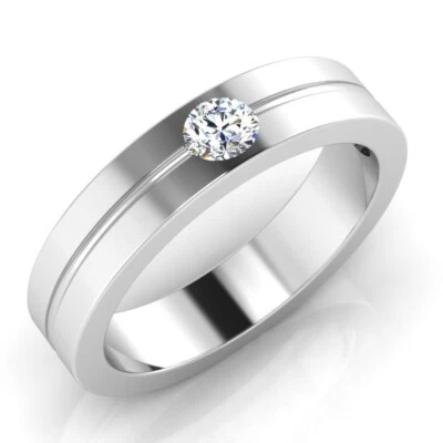 Alianza de compromiso de boda de diamantes naturales de 0,24 quilates de platino sólido 950 talla 8 Foto 1 de 4