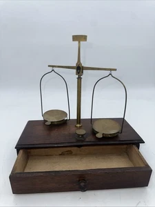 Antike Tischplatte Apotheker Waage Waage 10,5”x4,5” �� - Bild 1 von 10
