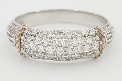 PiyaRo Tessoro Pave Diamond Band Ring 0.5 ct Silver & 14K Gold - Image 1 of 4