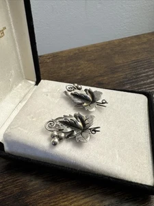 Vintage Sterling Silber Weinblatt Ohrstecker Taxco Mexiko 925 Boho Schmuck - Bild 1 von 13