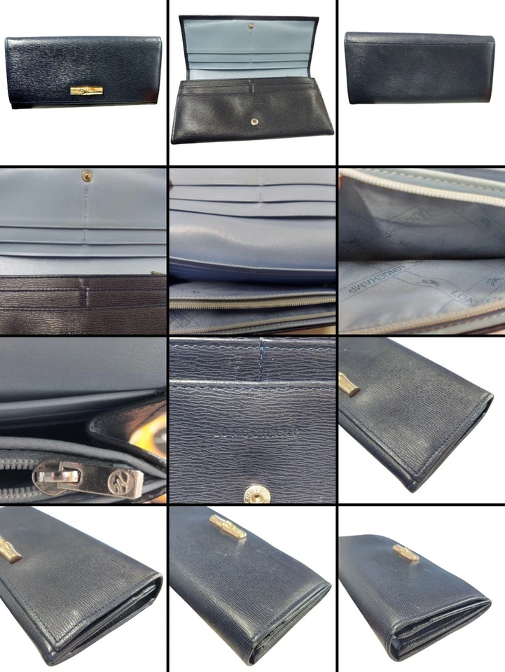 LONGCHAMP neibī rezā nagazaifu shirubā kanagu ereganto kōkyū-kan Foto 1 de 1