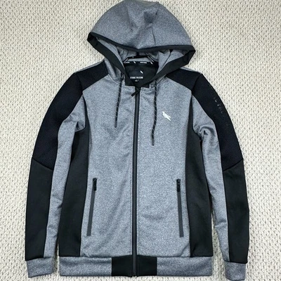 Stone Falcon Jacket Mens Small Black/Gray Full Zip Spellout Performance Hoodie - Image 1 of 4