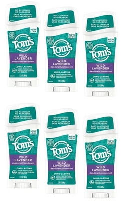 Tom's of Maine Desodorante Aroma Lavanda Salvaje 2.25 OZ 0% Aluminio PACK DE 6 Foto 1 de 3