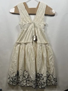 New Anthropologie Forever That Girl Tiered Deep V Cream Embroidered Dress - Picture 1 of 14