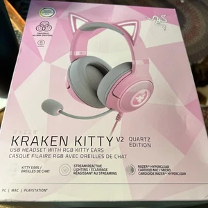 Razer Kraken Kitty V2 Quartz Edition Wired Gaming Headset Brand NEW Open Box - Picture 1 of 5