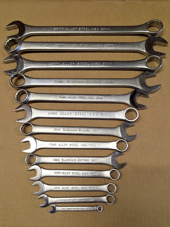 NEW BLACKHAWK USA 13Pc. METRIC Combination Wrench Set Alloy Steel 6 : 30MM F.Shi - Image 1 of 4