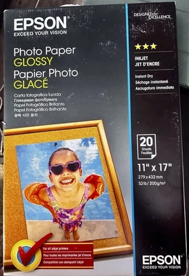 Epson S041156 Glossy Photo Paper, 52 lbs., Glossy, 11 x 17 (Pack of 20 - Image 1 of 2