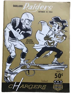 1963 CHARGERS VS. OAKLAND RAIDERS AFL PROGRAM BALBOA STADIUM SAN DIEGO - Picture 1 of 8